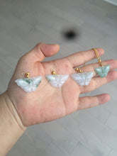 Load image into Gallery viewer, 100% Natural icy watery light green/white 3D Jadeite Jade butterfly pendant AF16