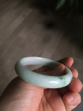 Load image into Gallery viewer, 50.5mm Certified Type A 100% Natural sunny green/white Oval Jadeite Jade bangle AD55