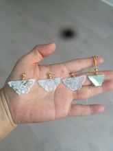 Load image into Gallery viewer, 100% Natural icy watery light green/white 3D Jadeite Jade butterfly pendant AF16