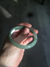 Load image into Gallery viewer, 52.5mm Certified Type A 100% Natural oily dark green/gary oval Jadeite Jade oval bangle etsyAT10-1498