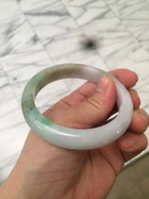 Load image into Gallery viewer, 56.5mm certified 100% natural Type A sunny green/white jadeite jade bangle A80-0458