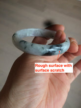 Load image into Gallery viewer, 51mm Certified Type A 100% Natural light purple/white with green floating flowers oval Jadeite Jade bangle N91-2400