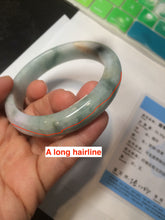 Load image into Gallery viewer, 56.6mm Certified type A 100% Natural sunny green purple Jadeite Jade bangle N95-0465