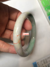 Load image into Gallery viewer, 56mm certified 100% natural sunny green/white/purple/yellow round cut jadeite jade bangle AF9-8927