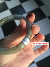 Load image into Gallery viewer, 56.8mm certified Type A 100% Natural green/brown round cut Jadeite Jade bangle KS87-1441