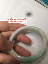 Load image into Gallery viewer, 48mm Type A 100% Natural sunny green/purple/yellow ovalJadeite Jade bangle X105-9226