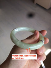 Load image into Gallery viewer, Certified 55.5mm 100% Natural light fresh green/white with flying snow round cut nephrite Jade bangle HT23-0194