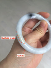 Load image into Gallery viewer, 54.2mm Certified 100% natural Type A light purple/white round cut jadeite jade bangle D49-9551