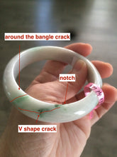 Load image into Gallery viewer, Certified 58.5mm Type A 100% Natural green/white  jadeite jade bangle R33-7587
