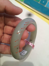 Load image into Gallery viewer, Sale! Certified 53.3mm 100% Natural light green with brown floating dandelions nephrite nephrite Jade bangle R30-0055