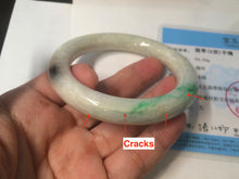 Load image into Gallery viewer, 55.7mm Certified type A 100% Natural sunny green/purple chubby round cut Jadeite bangle N83-8922