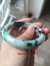 Load image into Gallery viewer, 56.7mm certified type A 100% Natural sunny green/dark green jadeite jade bangle W53-0101