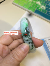 Load image into Gallery viewer, 55.6mm 100% natural Type A sunny green/white/purple jadeite jade bangle L116-4934