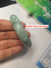 Load image into Gallery viewer, 52.5mm Certified Type A 100% Natural green/gray oval Jadeite Jade  bangle U124-7143