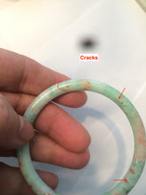 Load image into Gallery viewer, 51.5mm certificated Type A 100% Natural sunny green whit red floating flowers slim Jadeite Jade bangle AR60-0193