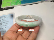 Load image into Gallery viewer, 55.5 mm Certified type A 100% Natural sunny green/white (白底青)/purple Jadeite bangle H160-1843