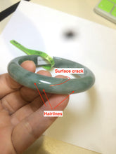 Load image into Gallery viewer, 54.6mm certified type A 100% Natural dark green/brown Jadeite Jade bangle Z87-7247