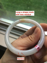 Load image into Gallery viewer, 53.7mm certificated Type A 100% Natural white round cut Jadeite Jade bangle Z49-3437