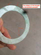Load image into Gallery viewer, 55mm type A 100% Natural light green thin flat style Jadeite Jade bangle AQ59