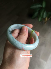 Load image into Gallery viewer, 55mm Certified type A 100% Natural green/white Jadeite bangle KS74-1313