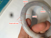 Load image into Gallery viewer, 55.7mm certified 100% natural green/white/purple/yellow(FU LU SHOU) round cut jadeite jade bangle U94-8994