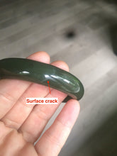 Load image into Gallery viewer, 59.2mm certified 100% Natural oily dark green/black nephrite Jade bangle HE15-3597