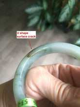 Load image into Gallery viewer, 53.7mm Certified Type A 100% Natural light green/gray Jadeite Jade bangle L95-6796