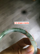 Load image into Gallery viewer, 56.7mm Certified type A 100% Natural light green purple with floating flowers slim round cut jadeite jade bangle AC51-7554