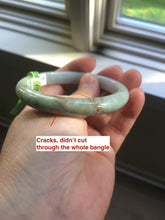 Load image into Gallery viewer, 55.1mm Certified Type A 100% Natural green/white Jadeite Jade bangle Q69-8395