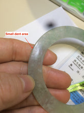 Load image into Gallery viewer, 55.5mm Certified Type A 100% Natural icy watery sunny green/white snowy thin style Jadeite bangle AB58-0425