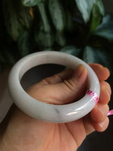 Load image into Gallery viewer, 56.8mm certified type A 100% Natural white/light green jadeite jade bangle B75-9276