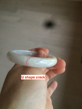 Load image into Gallery viewer, 50mm Certified Type A 100% Natural icy watery green white oval Jadeite Jade bangle D65-2850