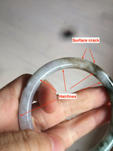 Load image into Gallery viewer, 55.8mm certified 100% natural green purple round cut jadeite jade bangle AK42-7560