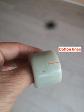 Load image into Gallery viewer, 100% Natural beige with brown flying dandelions nephrite Jade men's thumb ring HE10