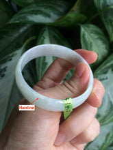 Load image into Gallery viewer, 52.4mm certified Type A 100% Natural light green/white/purple thin Jadeite Jade bangle Z98-7327