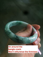 Load image into Gallery viewer, 57mm certified Type A 100% Natural watery sunny green/white Jadeite Jade bangle Q37-0107