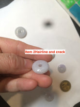 Load image into Gallery viewer, 16.5-19.8mm Type A 100% Natural light purple/white Jadeite Jade Safety Guardian Button donut Pendant group AT71 add on item