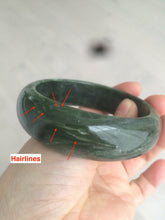 Load image into Gallery viewer, 60.5mm 100% Natural dark green/black nephrite Jade(碧玉)  bangle HF17