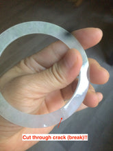 Load image into Gallery viewer, 56.5mm 100% natural Type A icy watery light green slim flat style jadeite jade bangle AC69 (Add on item, not sale individually.)