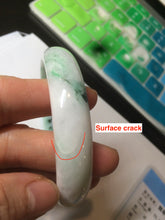 Load image into Gallery viewer, 61.3mm Certified Type A 100% Natural sunny green/white/light purple jadeite Jade bangle S45-7278