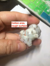 Load image into Gallery viewer, 100% Natural white beige with black/brown flying dandelions Osmanthus fragrant nephrite Jade bull doggy desk decor/worry stone HF35-4