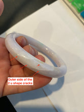 Load image into Gallery viewer, 55.8mm Certified type A 100% Natural light purple sunny green white round cut Jadeite Jade bangle AS7-5130