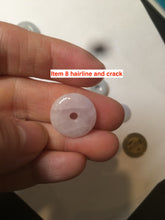 Load image into Gallery viewer, 16.5-19.8mm Type A 100% Natural light purple/white Jadeite Jade Safety Guardian Button donut Pendant group AT71 add on item