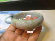 Load image into Gallery viewer, 56.5mm certificated Type A 100% Natural sunny green/purple/yellow  Monet’s Water Lilies Jade bangle E62-1029
