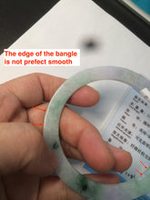 Load image into Gallery viewer, 57mm certified 100% natural Type A sunny green/purple slim flat style jadeite jade bangle AC68-4575
