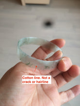 Load image into Gallery viewer, 50mm Certified Type A 100% Natural light white/green floating flowers super thin jadeite jade bangle AK22-4969