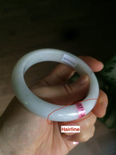 Load image into Gallery viewer, 56.8mm certified type A 100% Natural white/light green jadeite jade bangle B75-9276
