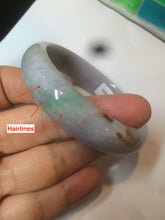 Load image into Gallery viewer, 54.2mm 100% natural type A certified light green/purple/red (FU LU SHOU, 福禄寿) jadeite jade bangle AM35-0063