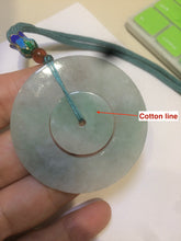 Load image into Gallery viewer, 46.7mm Certified Type A 100% Natural light green Jadeite Jade concentric circle safety Guardian ring Pendant (子母扣,同心环) AD26-2567