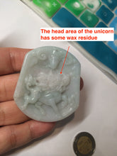 Load image into Gallery viewer, 100% natural light green/white QiLin and Bull head jadeite jade necklace AF35